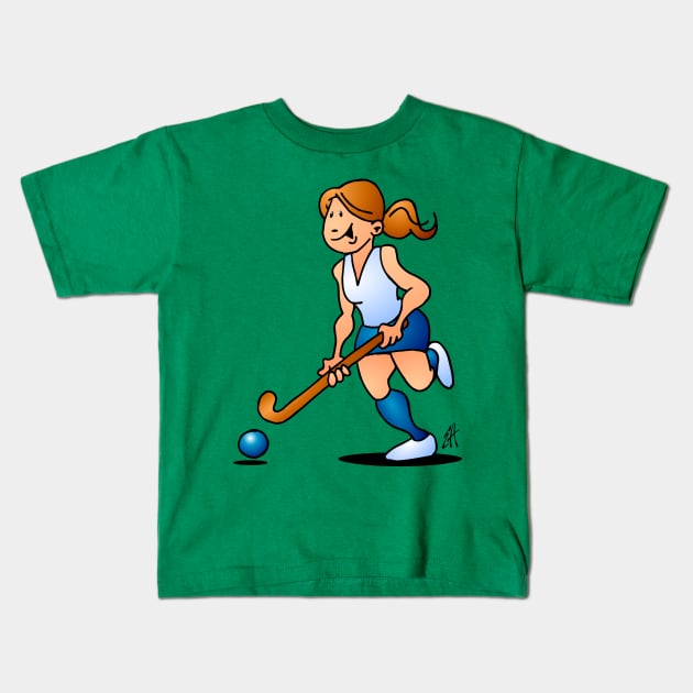 Field hockey girl Kids T-Shirt by Cardvibes